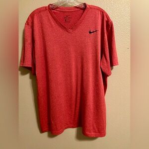 NIKE Dri-Fit Men's Heather Orange Short Sleeve V-Neck Activewear‎ Shirt Size XL